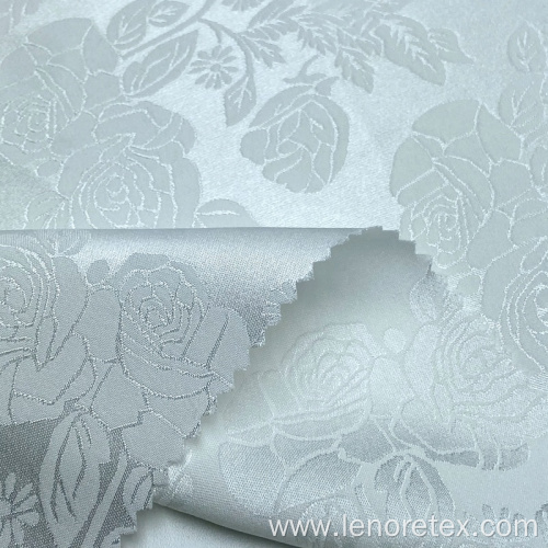 Polyester Spandex Woven White Floral Jacquard Satin Fabric